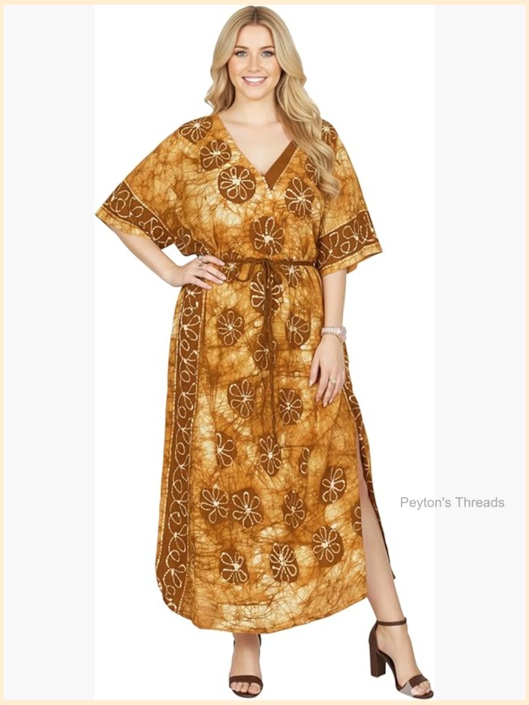 Women's Kaftan Boho Loose House Dress Cotton Nightgown